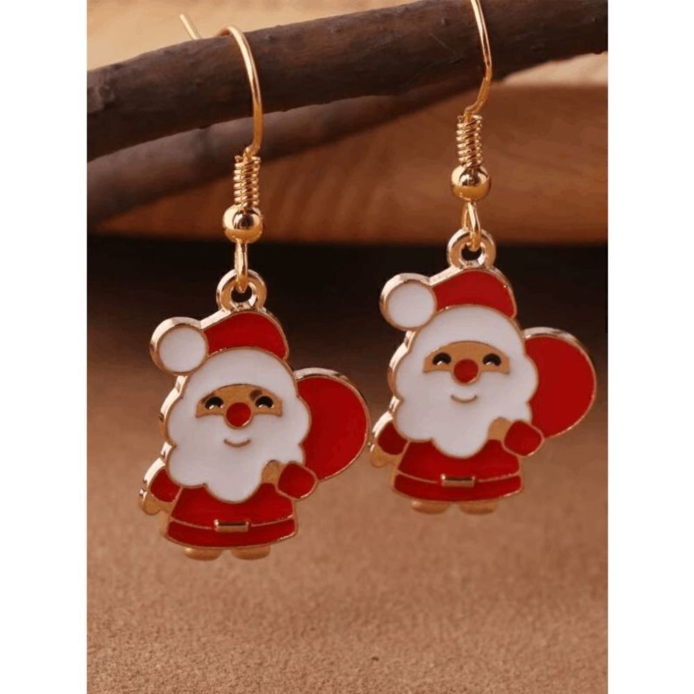 GOLD TONED SANTA CLAUSE DANGLE EARRINGS